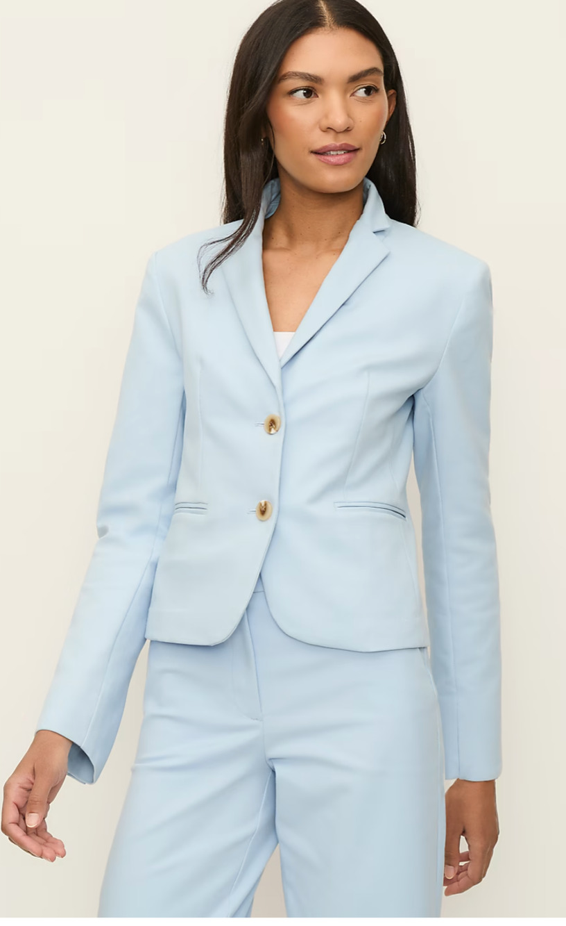 NWT ANN TAYLOR CASHMERE BLUE DOUBLEWEAVE TWO BUTTON BLAZER JACKET SZ 10